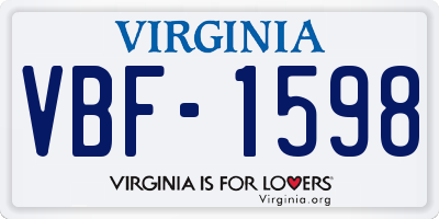 VA license plate VBF1598