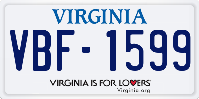 VA license plate VBF1599