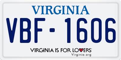 VA license plate VBF1606