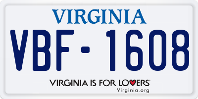 VA license plate VBF1608