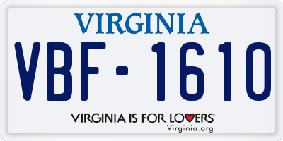 VA license plate VBF1610