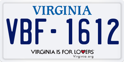 VA license plate VBF1612
