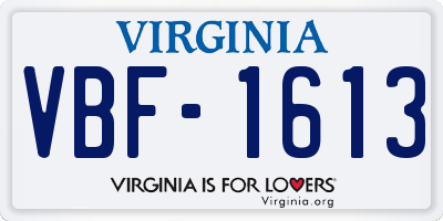 VA license plate VBF1613