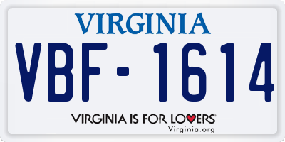 VA license plate VBF1614