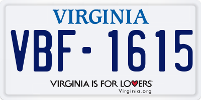 VA license plate VBF1615