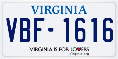 VA license plate VBF1616