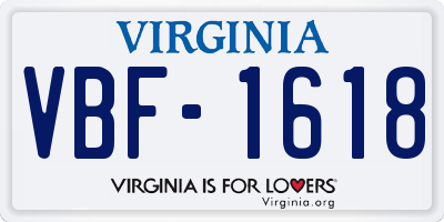 VA license plate VBF1618