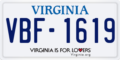 VA license plate VBF1619