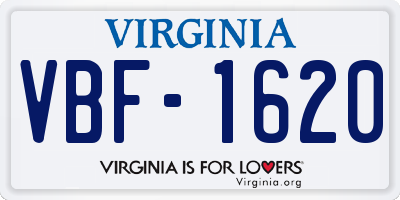 VA license plate VBF1620