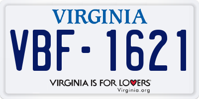 VA license plate VBF1621