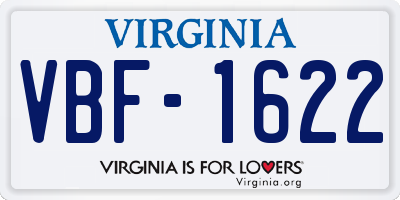 VA license plate VBF1622