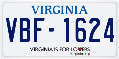 VA license plate VBF1624