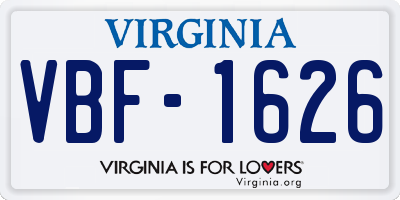 VA license plate VBF1626