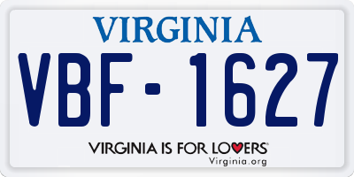 VA license plate VBF1627