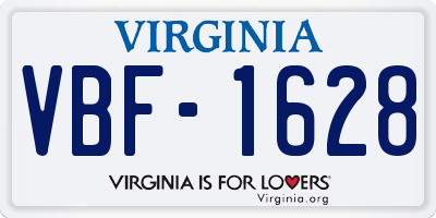 VA license plate VBF1628