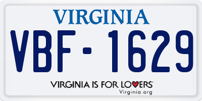 VA license plate VBF1629