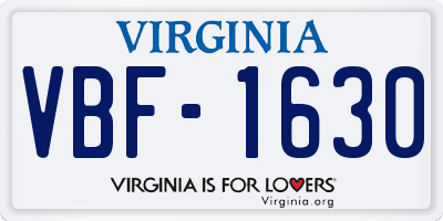 VA license plate VBF1630