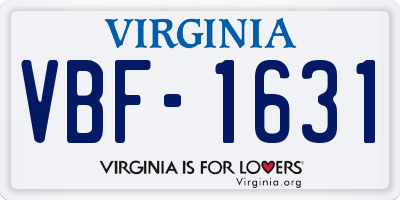 VA license plate VBF1631