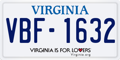VA license plate VBF1632