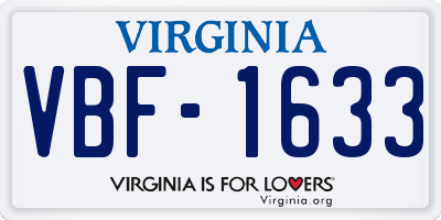 VA license plate VBF1633