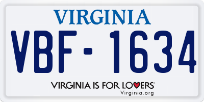 VA license plate VBF1634