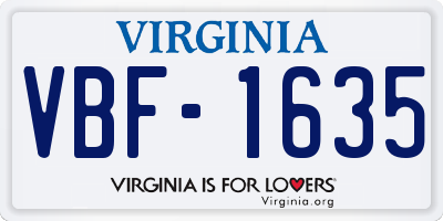 VA license plate VBF1635