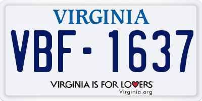 VA license plate VBF1637
