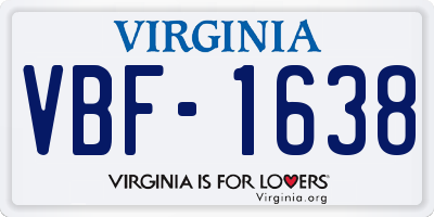 VA license plate VBF1638