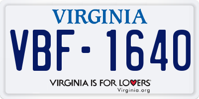 VA license plate VBF1640