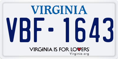 VA license plate VBF1643