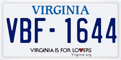 VA license plate VBF1644