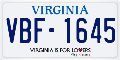 VA license plate VBF1645