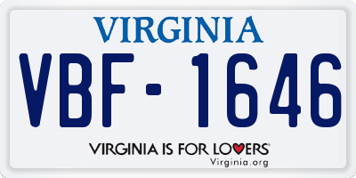 VA license plate VBF1646