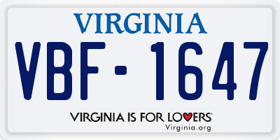 VA license plate VBF1647