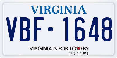 VA license plate VBF1648