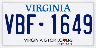 VA license plate VBF1649
