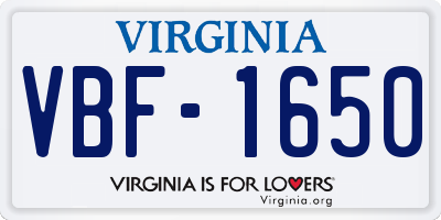 VA license plate VBF1650