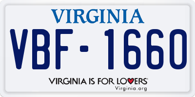 VA license plate VBF1660
