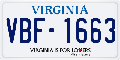 VA license plate VBF1663