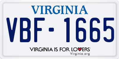 VA license plate VBF1665