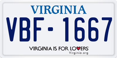 VA license plate VBF1667