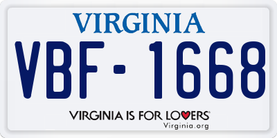 VA license plate VBF1668
