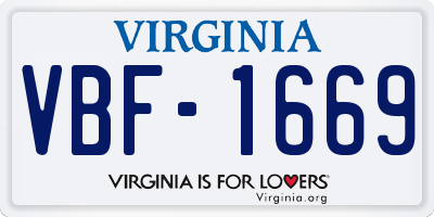 VA license plate VBF1669