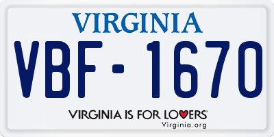 VA license plate VBF1670