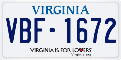 VA license plate VBF1672