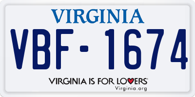 VA license plate VBF1674