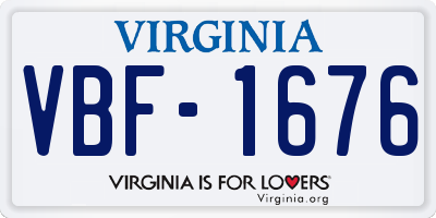 VA license plate VBF1676