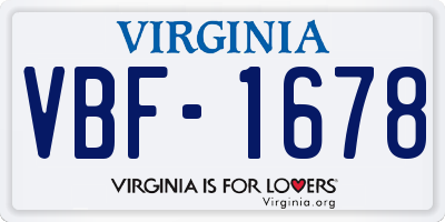 VA license plate VBF1678