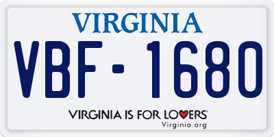 VA license plate VBF1680