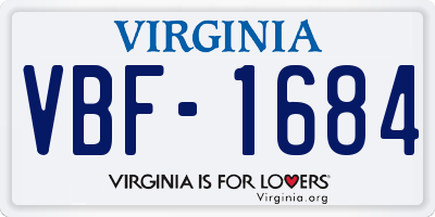 VA license plate VBF1684